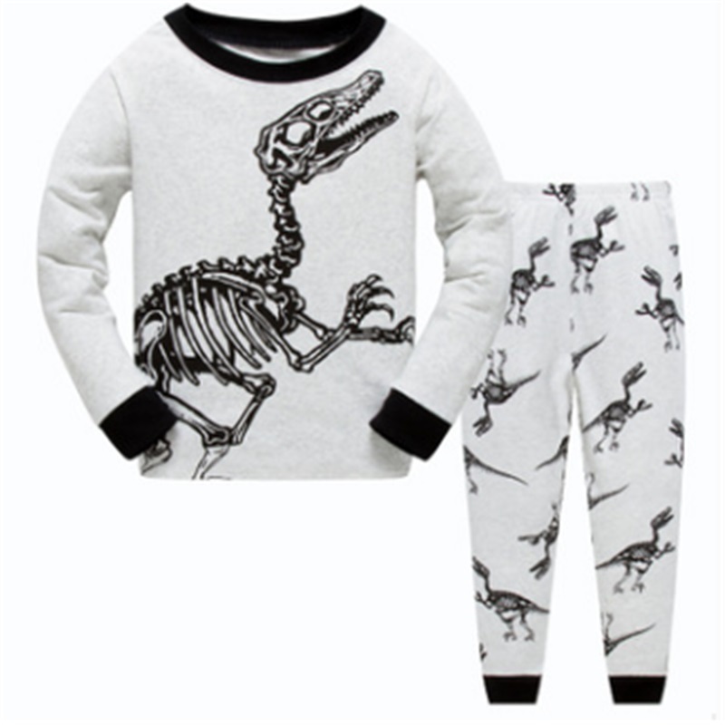 Dinosaur Baby Boys Pajamas Suit Cartoon Dino Children Sleepwear Clothes Sets Long Sleeve Tee Shirts Trousers Kids Pijamas Soft 210413