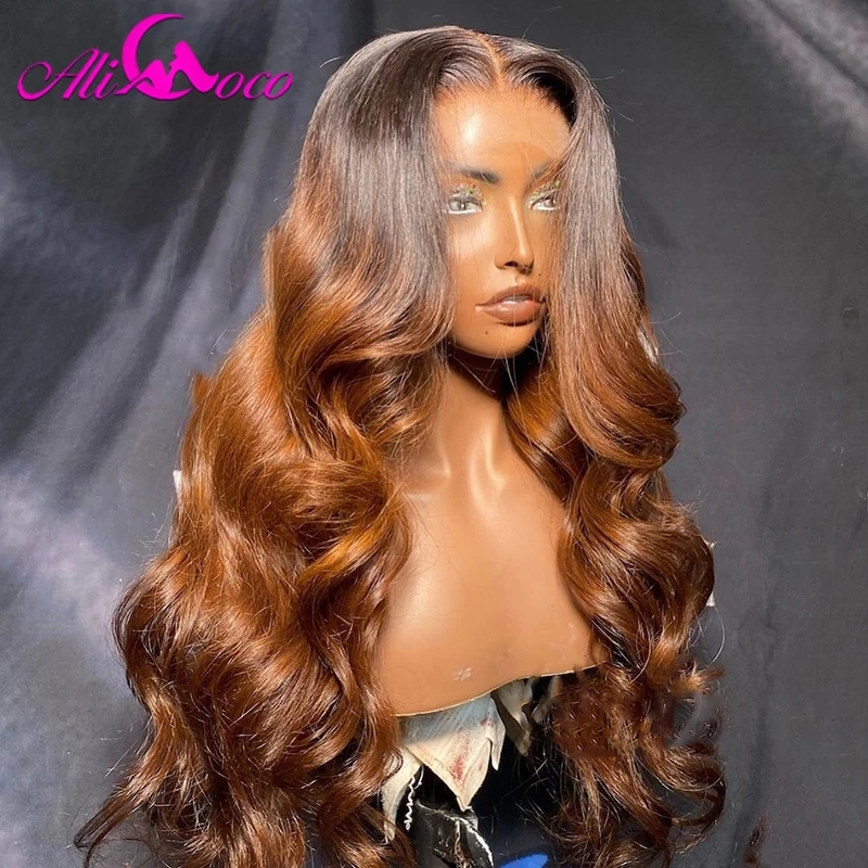 Ombre 1B Blonde Lace Frontal Wig Body Wave Brazilian Human Hair Wig Synthetic PrePlucked For Women Natural Hairline