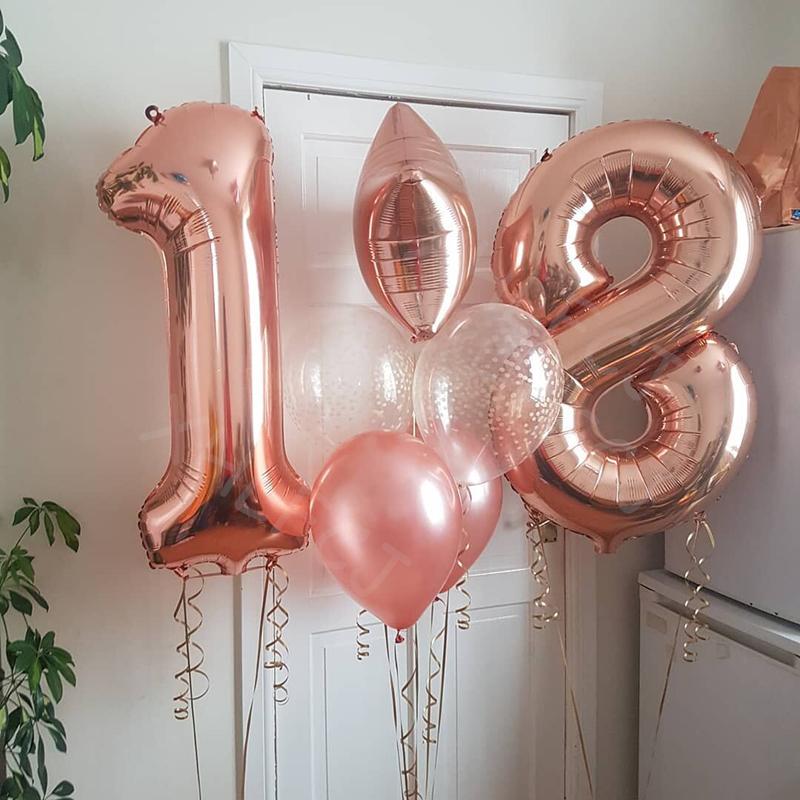 

Party Decoration 2pcs 40 Inch Rose Gold Pink Blue Number 18 Balloons Adult Birthday Decorations Kids Helium Digit Balaos Anniversary Ballon