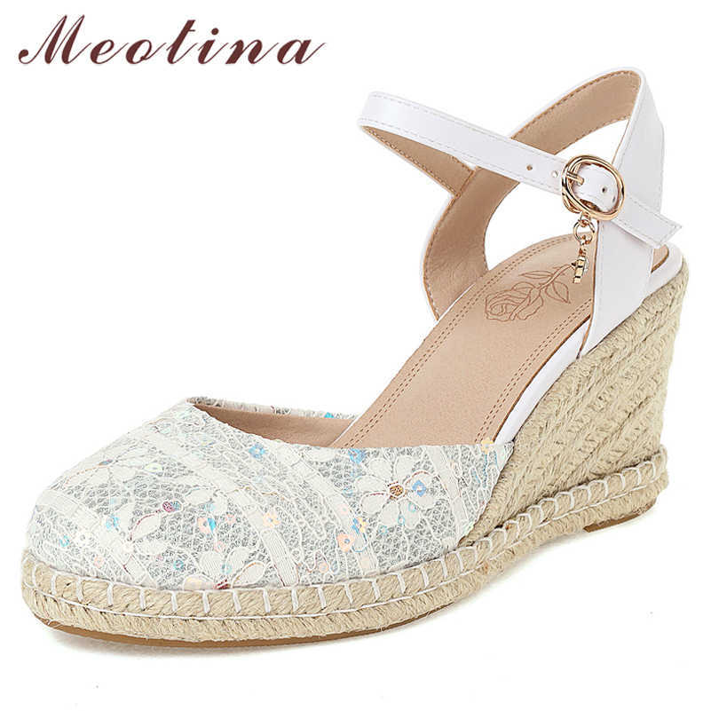 Meotina Women Shoes Wedges High Heel Sandals Espadrille Shoes Buckle Round Toe Ladies Footwear Summer Black White Size 33-44 210608, Beige
Meotina Women Shoes Wedges High Heel Sandals Espadrille Shoes Buckle Round Toe Ladies Footwear Summer Black White Size 33-44 210608, Beige
