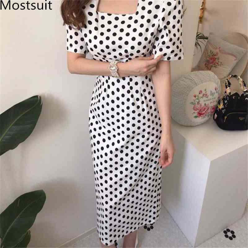 Korean Square Collar Dot Printed Long Dress Women Short Sleeve High Waist Straight Dresses Elegant Fashion Ladies Vestidos 210518, White
Korean Square Collar Dot Printed Long Dress Women Short Sleeve High Waist Straight Dresses Elegant Fashion Ladies Vestidos 210518, White