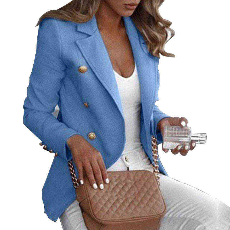 Button Ladies Blazer Woman Work Suit Women's Jacket Female Office Lady Formal Women s and Jackets Femme 211122