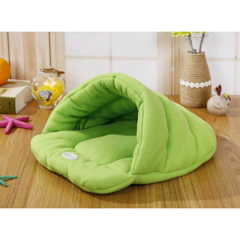 High Quality Pet Cat Bed Small Dog Puppy Kennel Sofa Polar Fleece Material Bed Pet Mat Cat House Cat Sleeping Bag Warm Nest 211009