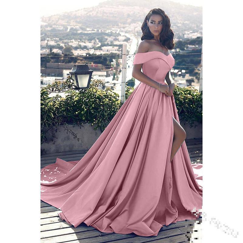 Women Dress Slash Neck Split Off Shoulder Dresses 5xl Plus Size Vintage Sexy Long Prom Party 210524