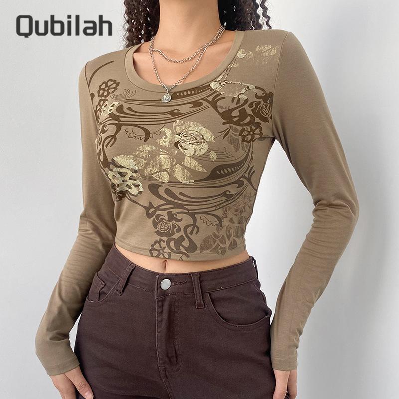 Women' T-Shirt Khaki Top Women Long Sleeve Y2k Crop 2021 Autumn Winter Retro Printed O Neck Slim Short Pullover Bottoming Shirt
Women' T-Shirt Khaki Top Women Long Sleeve Y2k Crop 2021 Autumn Winter Retro Printed O Neck Slim Short Pullover Bottoming Shirt
