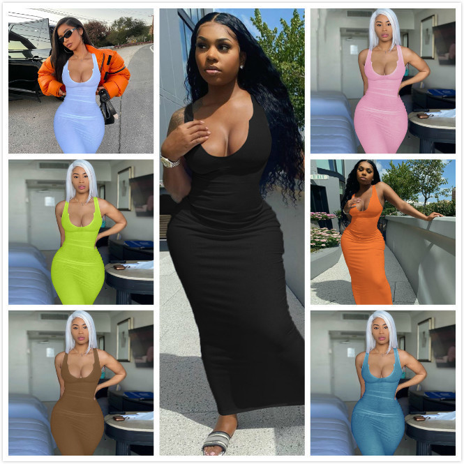 Summer Maxi for Women Designers U-neck Sleeveless Long Bodycon Dress Sexy Black White Club Wear Skirt 7 Color, White;black
Summer Maxi for Women Designers U-neck Sleeveless Long Bodycon Dress Sexy Black White Club Wear Skirt 7 Color, White;black