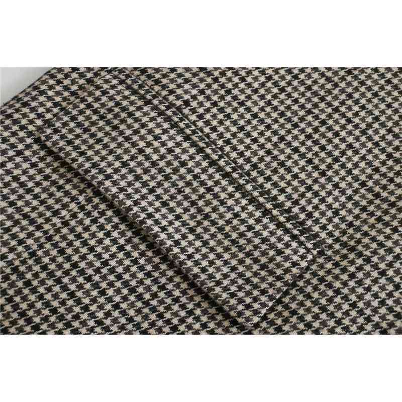 Elegant Women Khaki Plaid Jackets Fashion Ladies Notched Collar Blazers Streetwear Female Chic Pocket Button Coats 210527