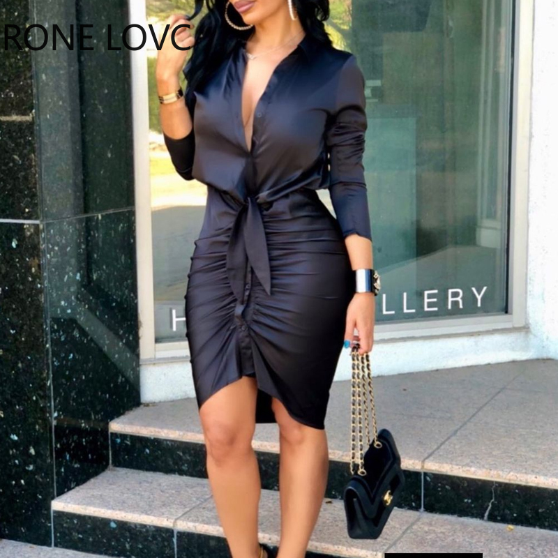 Women Lace-up Solid Color Long Sleeve Midi Dress Shirt Dress Elegant Fashion Party Dress, Black
Women Lace-up Solid Color Long Sleeve Midi Dress Shirt Dress Elegant Fashion Party Dress, Black