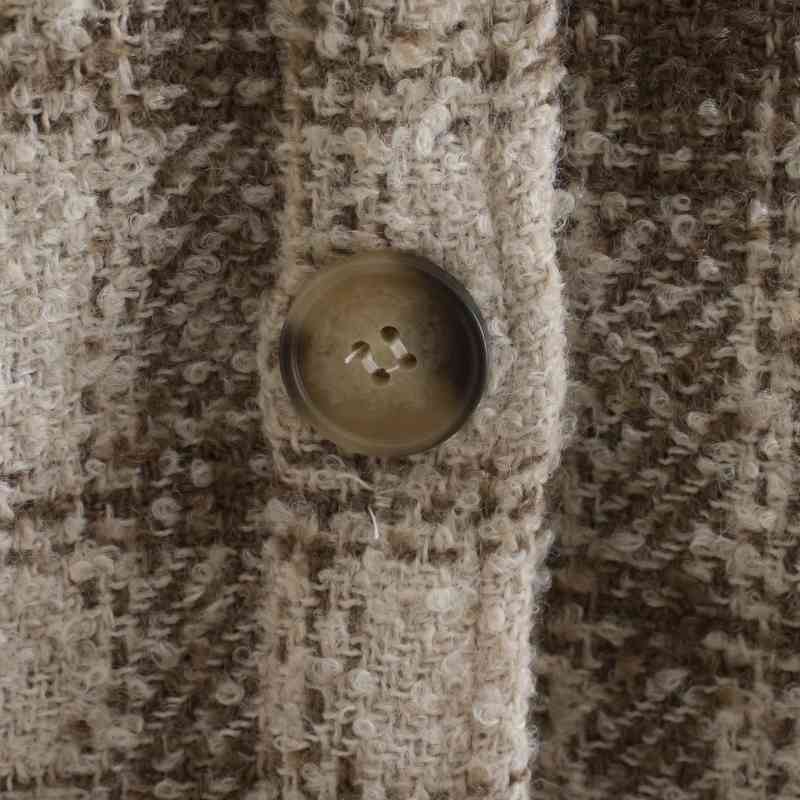Vintage Women Soft Tweed Shirts Autumn Ladies Oversize Plaid Blouses Streetwear Winter Girls Loose Outwear Chic 210430