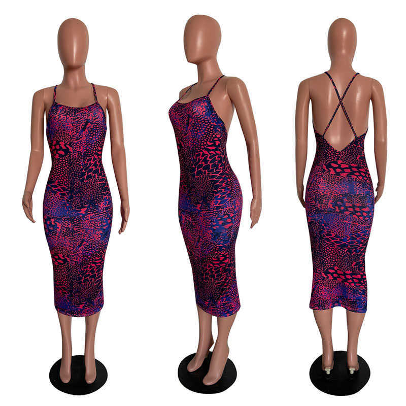 Spaghetti Strap Classy Bodycon Purple Midi Dress 210702