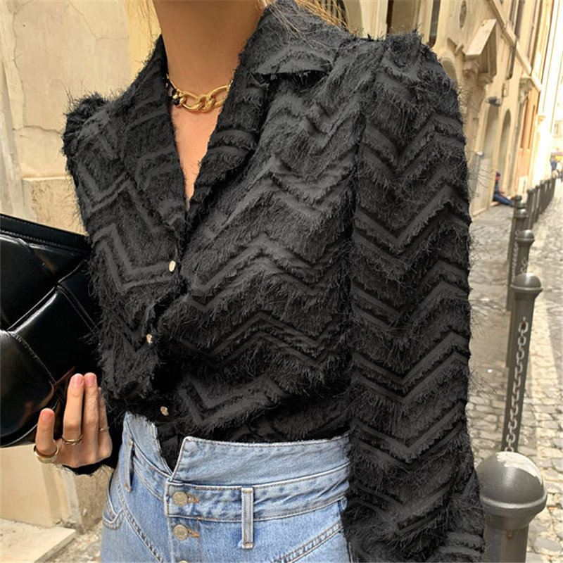Female Tassel High Street Korean Spring Chic All Match Stylish Women Brief Shirts Office Lady Blouses 210421