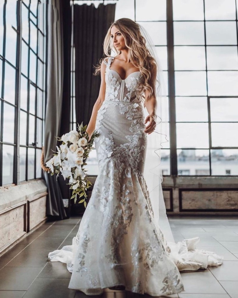 Beach Mermaid Wedding Dresses 2021 Lace Floral Applique Off the Shoulder trumpet country Bridal Gowns Robe De Soirée De Mariage