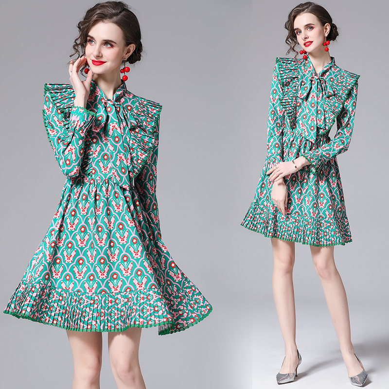 2021 Runway Printed Ruffle Bow Dress Luxury Designer Long Sleeve Mock Neck Slim Blue Ladies Prom Pleated Dresses Autumn Winter Party Office Holiday Women Clothes, 05
2021 Runway Printed Ruffle Bow Dress Luxury Designer Long Sleeve Mock Neck Slim Blue Ladies Prom Pleated Dresses Autumn Winter Party Office Holiday Women Clothes, 05