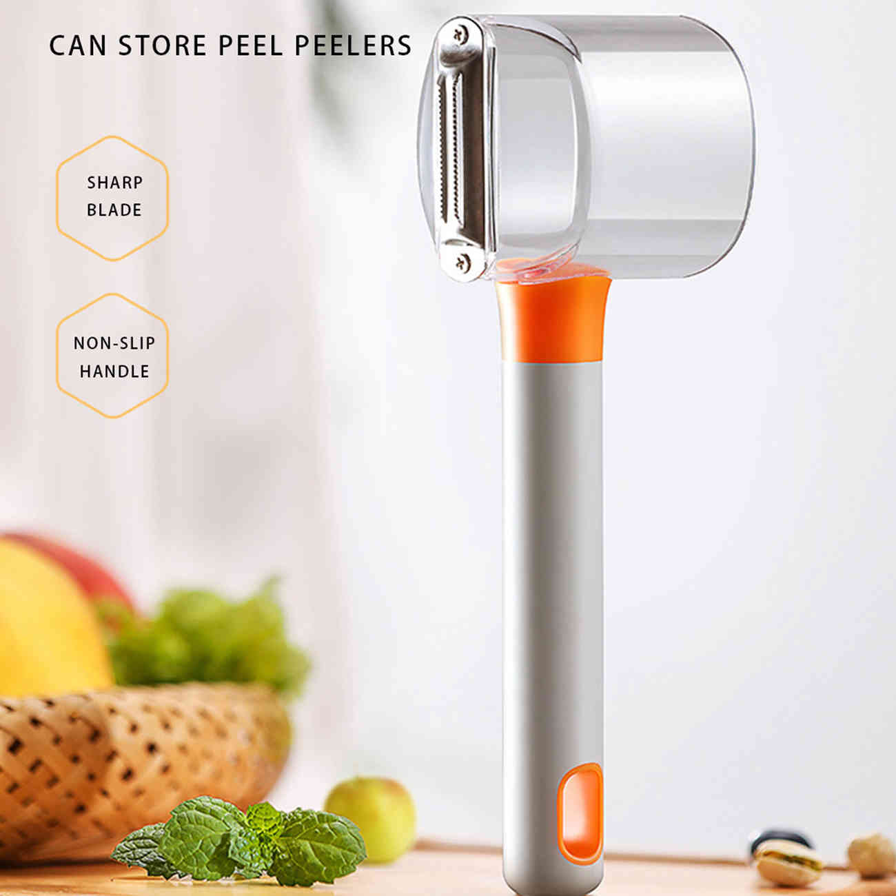Pelapatate in acciaio con scatola di immagazzinaggio buccia di frutta per verdure da cucina per utensili da cucina per la casa