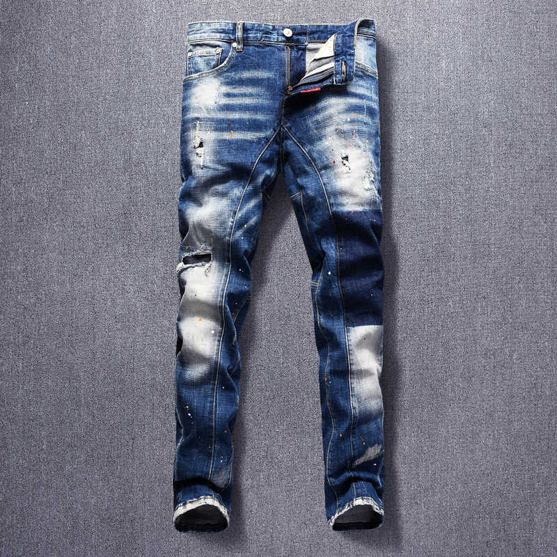 Italian Style Fashion Men Jeans Retro Blue Slim Fit Painted Designer Ripped Denim Trousers Streetwear Hip Hop Biker Pants Hombre
Italian Style Fashion Men Jeans Retro Blue Slim Fit Painted Designer Ripped Denim Trousers Streetwear Hip Hop Biker Pants Hombre