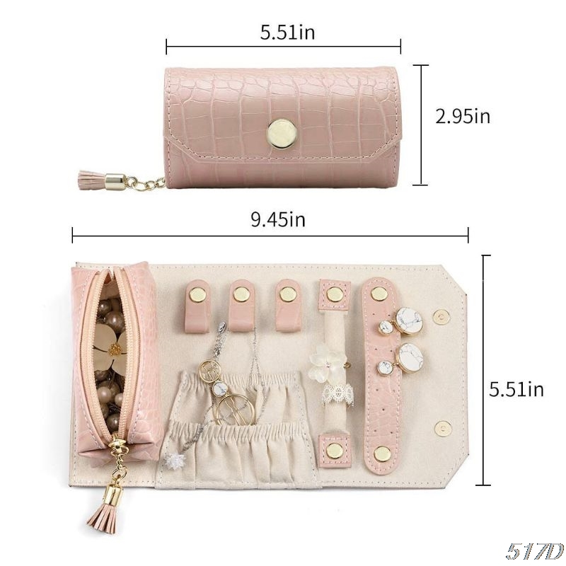 Portable Daily Jewelry Travel Organizer Roll Up Bag Case Storage Holder New 210402