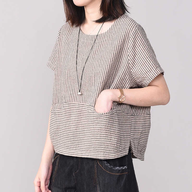 Summer Arts Style Women Short Sleeve loose O-neck Tshirt cotton linen Striped Casual Tee Shirt Femme Tops Plus Size D500 210608, Black
Summer Arts Style Women Short Sleeve loose O-neck Tshirt cotton linen Striped Casual Tee Shirt Femme Tops Plus Size D500 210608, Black