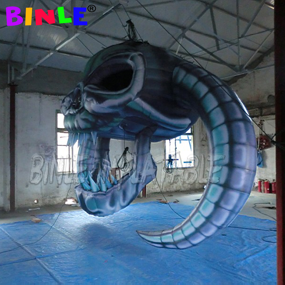 sale giant horror bending inflatable halloween skull hanging head skeleton for party decoration