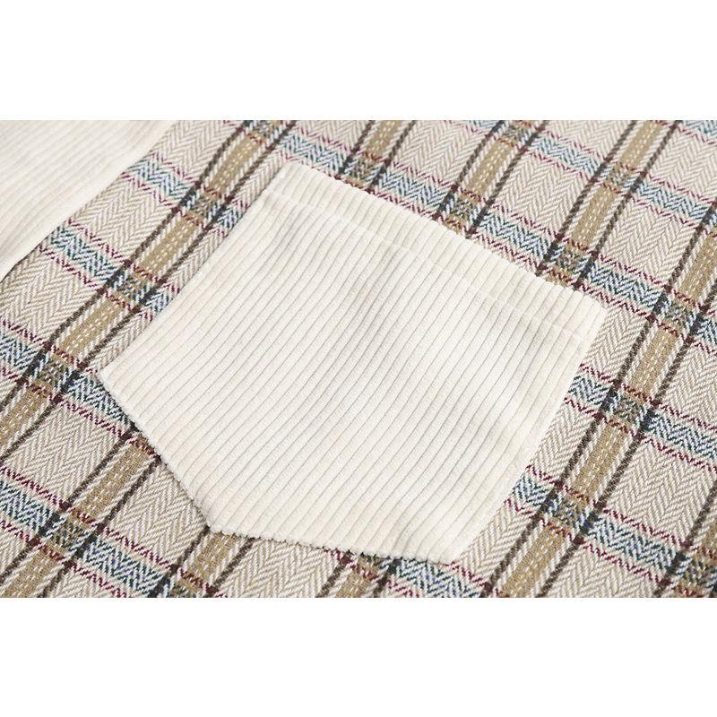 Women's Blouses & Shirts 2021 Spring Women Korean Fashion Style Simply Corduroy Long Sleeve Tops Patchwork Plaid Loose Casual Female