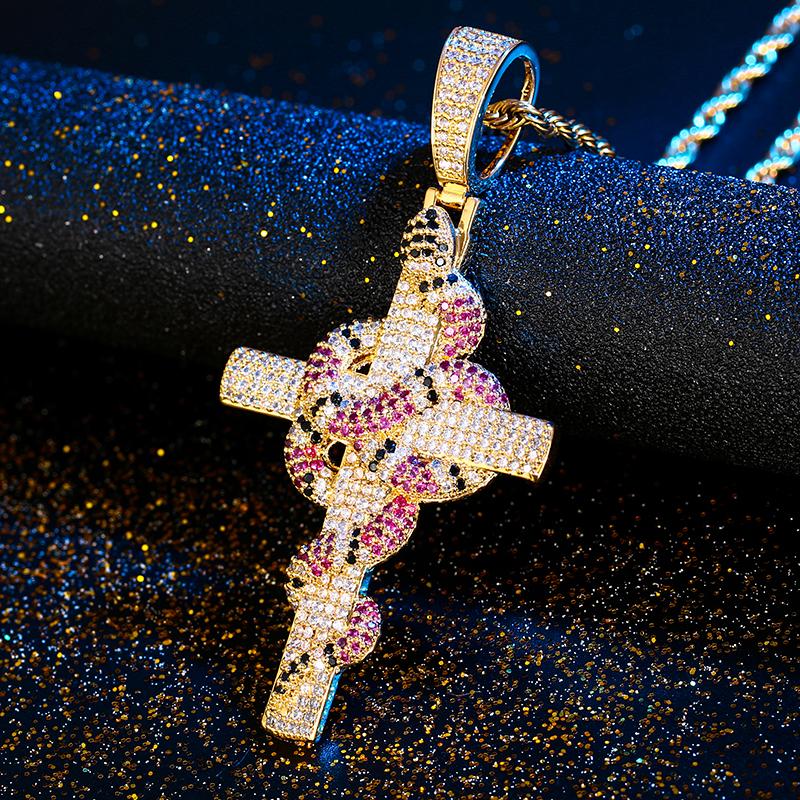 Hip Hop Pendant Snake Winding Cross Necklace Iced Out Cubic Zirconia Halloween Mens Jewelry Gift Chains
Hip Hop Pendant Snake Winding Cross Necklace Iced Out Cubic Zirconia Halloween Mens Jewelry Gift Chains