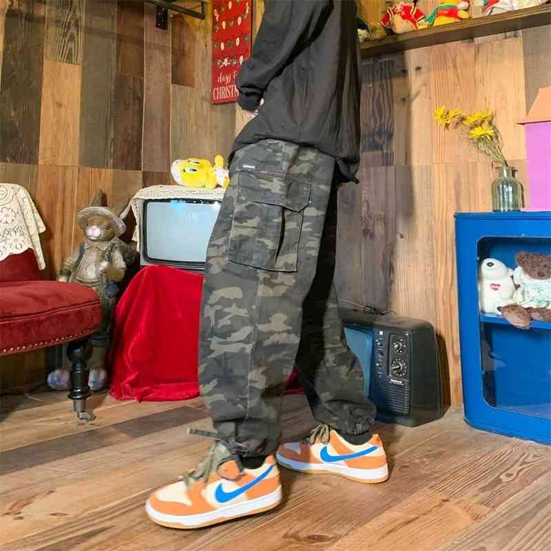 

Men's Pants Houzhou calças de carga dos homens hip hop camuflagem hippie moda roupas streetwear corredores casuais W70U, 1# shoe box