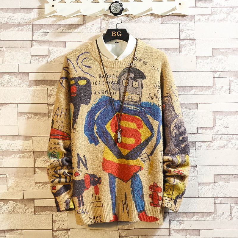 men's sweaters high-end spring and autumn cartoon graffiti impression male shirt plus size knitted wrht, White;black
men's sweaters high-end spring and autumn cartoon graffiti impression male shirt plus size knitted wrht, White;black