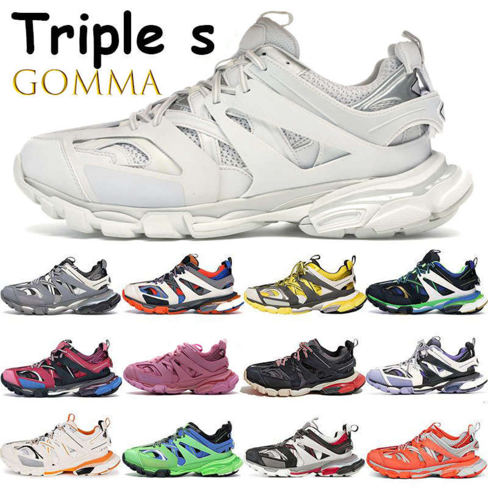 

Triple s 3.0 Tess S running shoes men women platform sneakers runner height increase Gomma Clunky green white orange vintage trainers, 12 white grey red