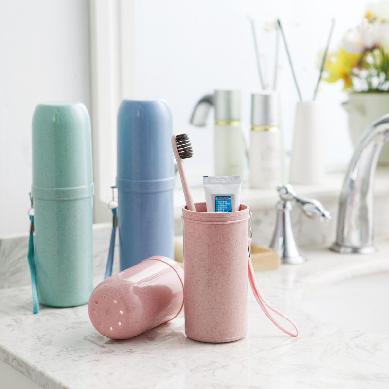 1pcs Toothpaste Holder Cups Portable Travel Supplies Dual Use Tooth Mug Wheat Straw Eco-friendly Toothbrush Cup Bathroom Tool