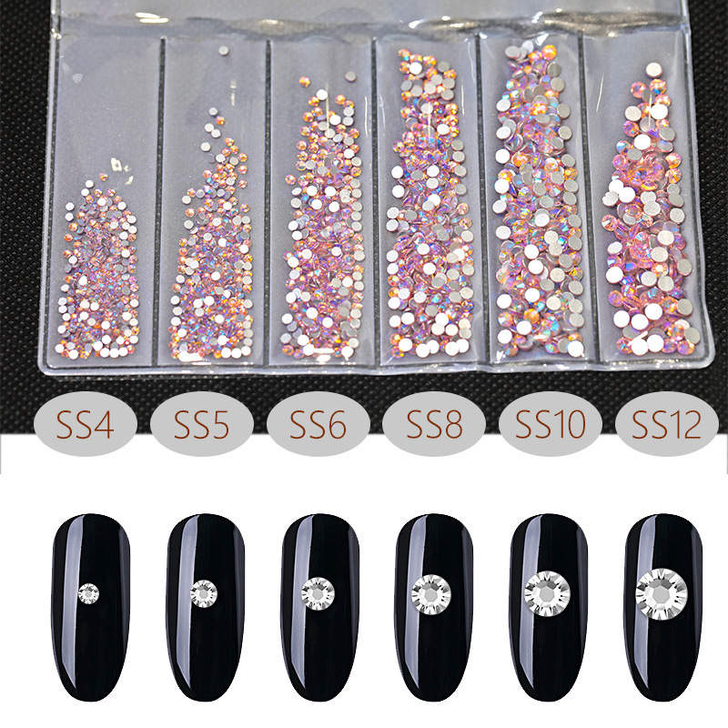 

Wholesale Rhinestone High QualityBling Bling 6 Blanks Colors Non Hot Fix Flat Back Glass Mixed Sizes Flatback For Nail Art