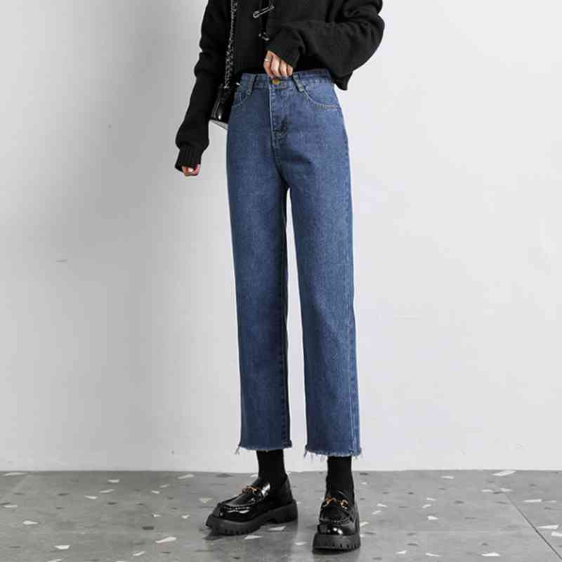 OL Wear High Waist Straight Wide Leg Pants Women Denim Vintage Fashion Jeans Trousers Femme Plus Size 5 Colors 210421