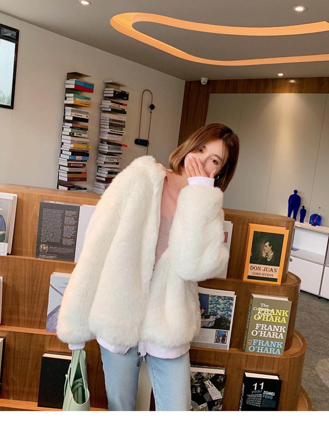 Oversize Winter Stay Warm Cat ears Hooded Large size Faux Fur Coat Casual Long sleeve Women Jacket Outwear 210429