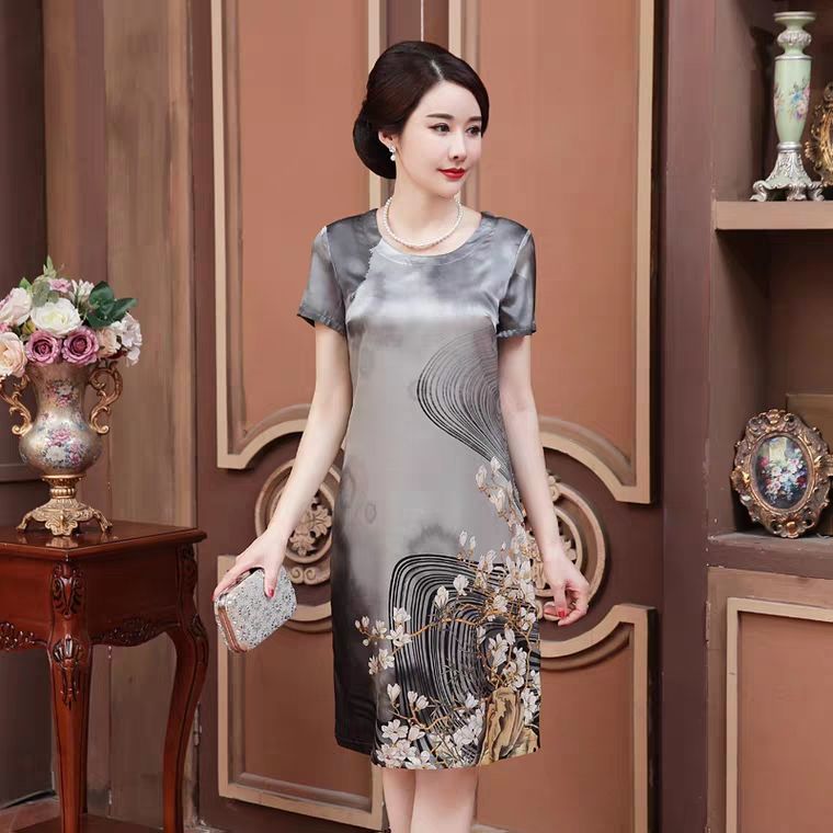 Casual Dresses Summer Women Chinese Style Slim Tunic Silk Floral Printed Mid Dress Female A-Line Elegant Plus Size 5xl Vestidos Y2, Hui se
Casual Dresses Summer Women Chinese Style Slim Tunic Silk Floral Printed Mid Dress Female A-Line Elegant Plus Size 5xl Vestidos Y2, Hui se