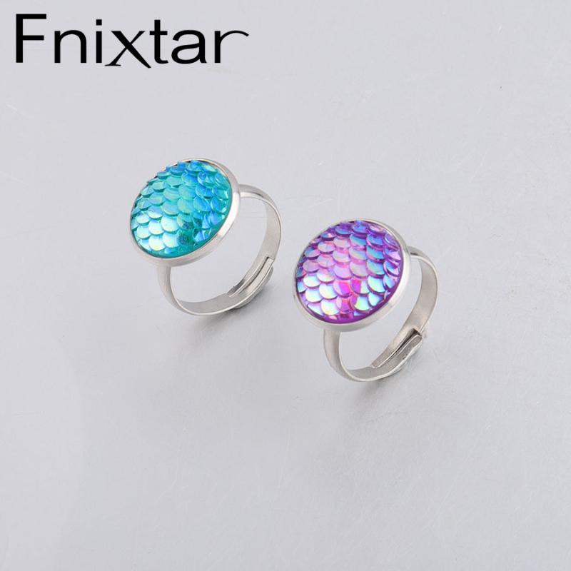 Cluster Rings Fnixtar 14mm Round Mermaid Fishscale Shimmery Dragon Scale Adjustable Stainless Steel Ring 10 Piece/lot, Golden;silver
Cluster Rings Fnixtar 14mm Round Mermaid Fishscale Shimmery Dragon Scale Adjustable Stainless Steel Ring 10 Piece/lot, Golden;silver