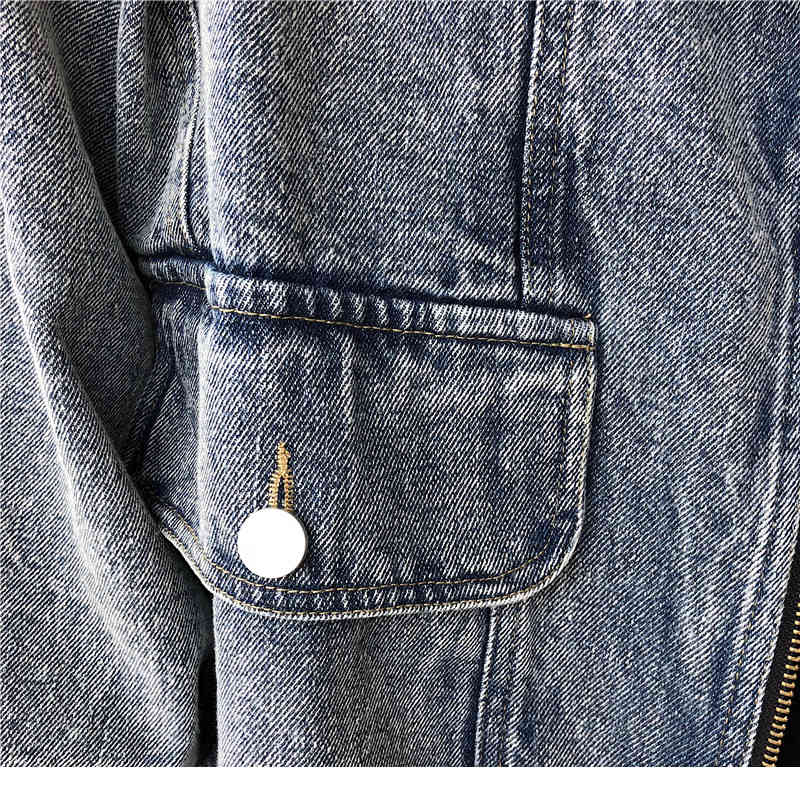 Jeans Jacket Women Oversized Long Sleeve Denim s Casual Loose Pockets Coat Female Vintage Blue Streetwear 210519