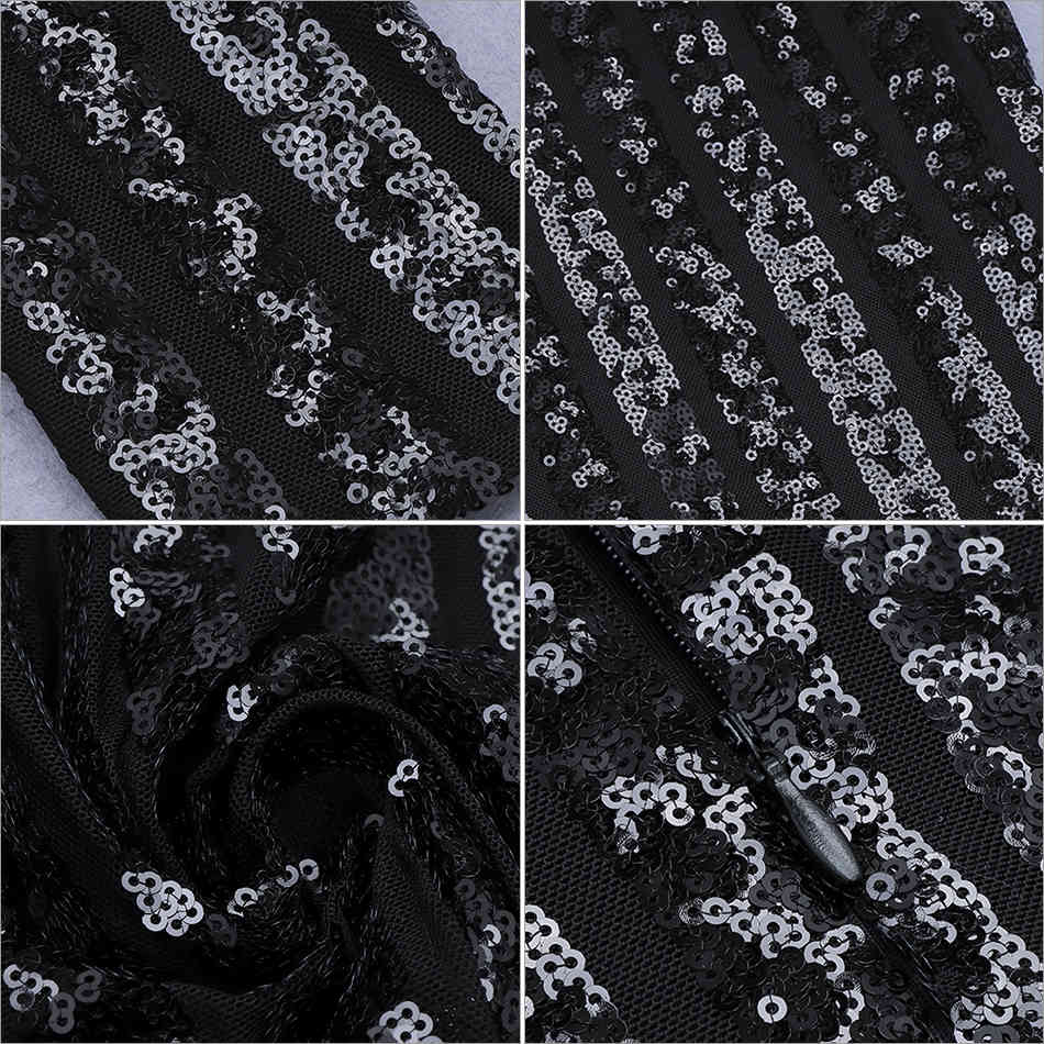 Winter Sequined Bodycon Bandage Dress Women Sexy Long Sleeve Black Midi Club Celebrity Evening Runway Party 210423