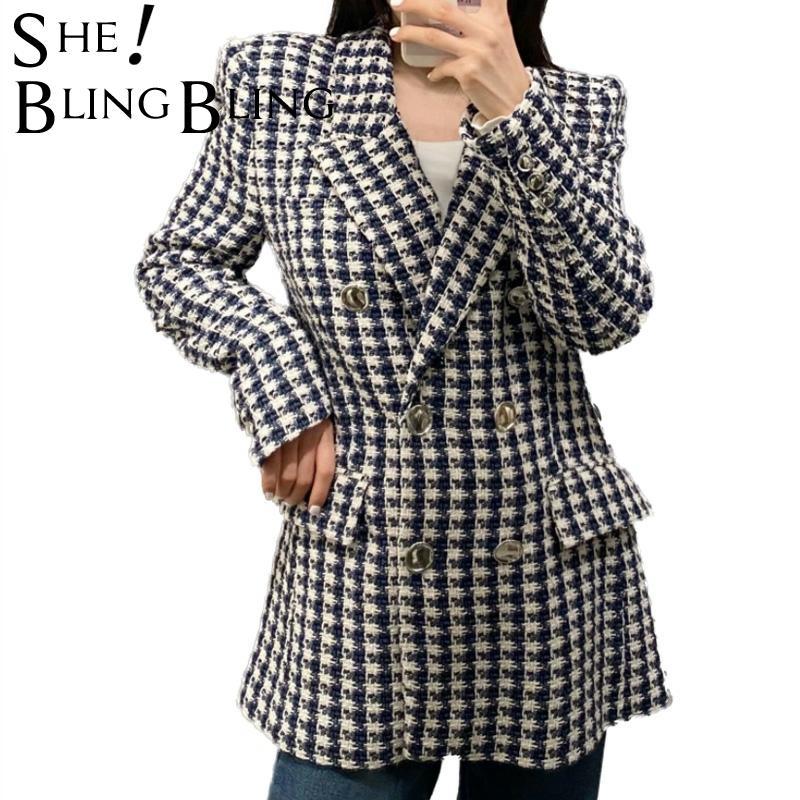 SheBlingBling European Women's Clothing 2021 Spring Houndstooth Double Breasted Chunky Suit Vintage Office Lady Jacket Coat Suits & Blazers, As picture
SheBlingBling European Women's Clothing 2021 Spring Houndstooth Double Breasted Chunky Suit Vintage Office Lady Jacket Coat Suits & Blazers, As picture