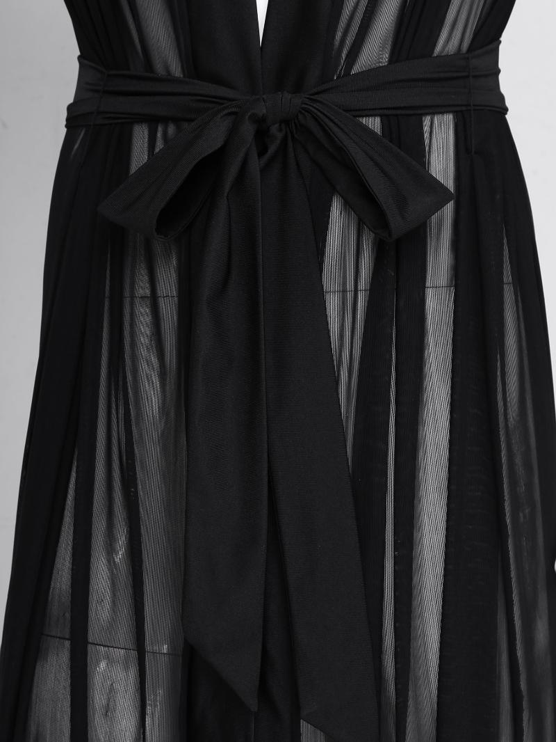 Men See-through Open Stitch Front Mesh Transparent Long Shirt Casual Sleepwear Male Gay Sexy Lingerie Sleeve Bathrobe Tops Men's Shirts