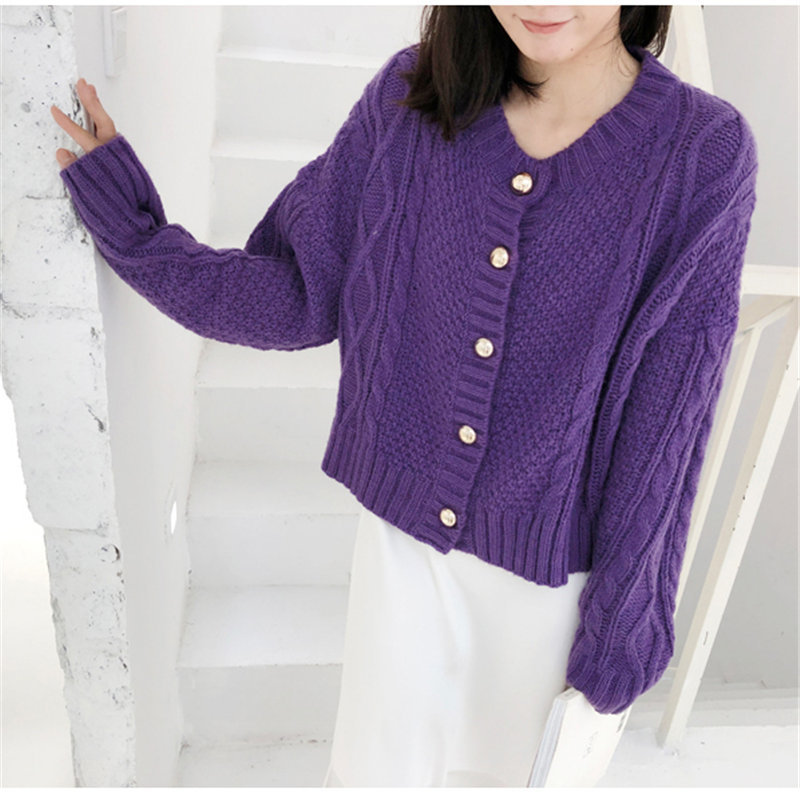 Vintage Thick Lazy Style Mohair Soft Warm Simple Retro Sweet Streetwear Autumn Coats Women Cardigans Short Sweater 210421