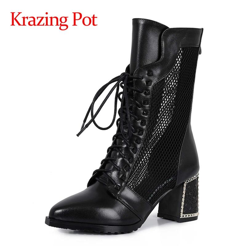 Boots Lenkisen Cow Leather Pointed Toe High Heels Metal Fasteners Air Mesh Street Fashion Sexy Mature Zipper Ankle L16, Black
Boots Lenkisen Cow Leather Pointed Toe High Heels Metal Fasteners Air Mesh Street Fashion Sexy Mature Zipper Ankle L16, Black