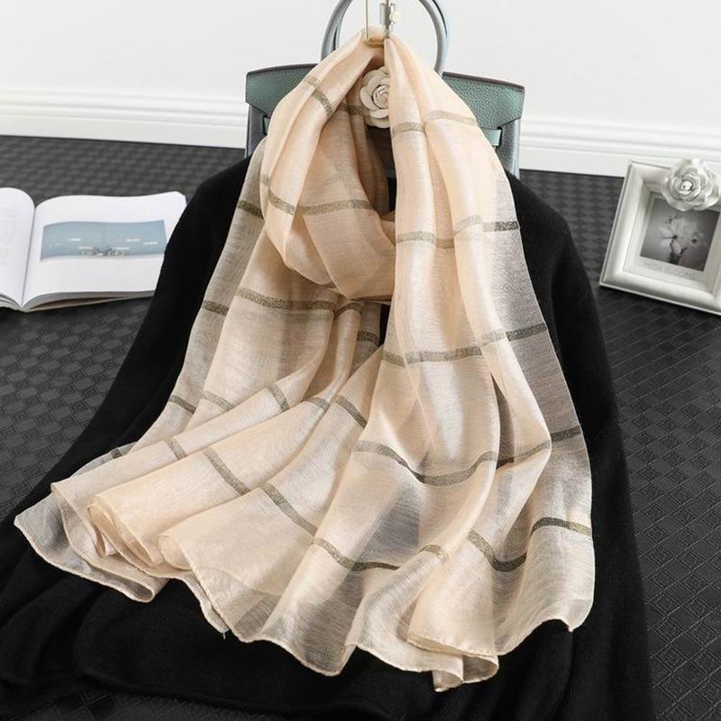 Wool Silk Scarf Women Casual Wild Gold Real Plaid Ladies Elegant Shawl 7 Colors Wholesale Scarves, Blue;gray
Wool Silk Scarf Women Casual Wild Gold Real Plaid Ladies Elegant Shawl 7 Colors Wholesale Scarves, Blue;gray