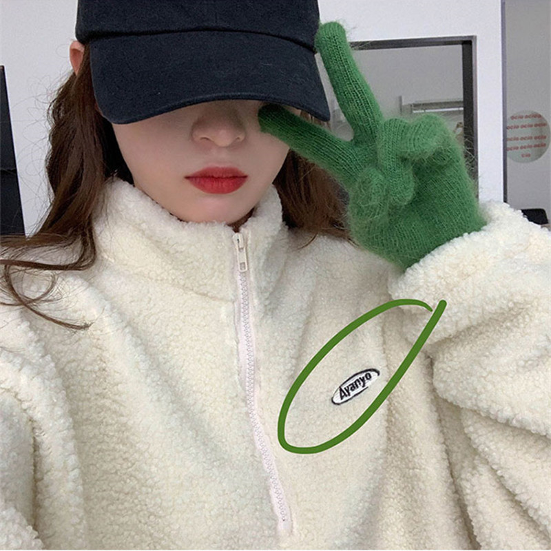 3colors korean style Women Winter lamb fur Coats Warm Casual embroidery thick warm jackets womens (X1726) 210423