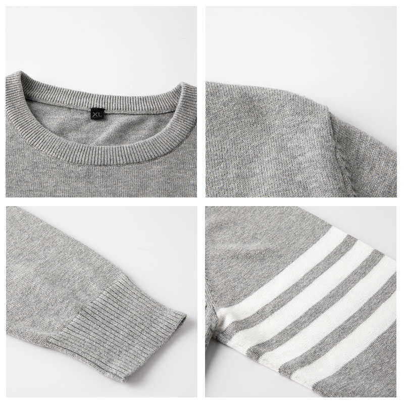 Varsanol O-Neck Pullover Sweater for Men Knitted Army Striped Winter Slim Korean Fashion Mens Cloting Long Sleeve Homme Pull 4XL 210601
