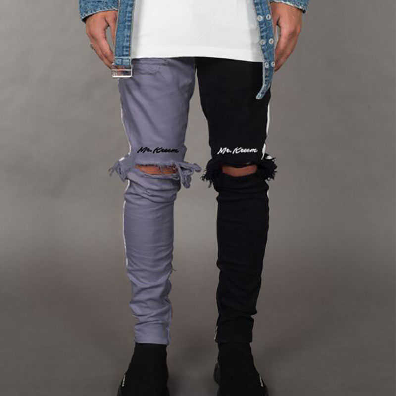 Stretch Denim Pants Solid Slim Fit Jeans Men Casual Biker Denim Jeans Male Street Hip Hop Vintage Trouser Skinny Pant 210930