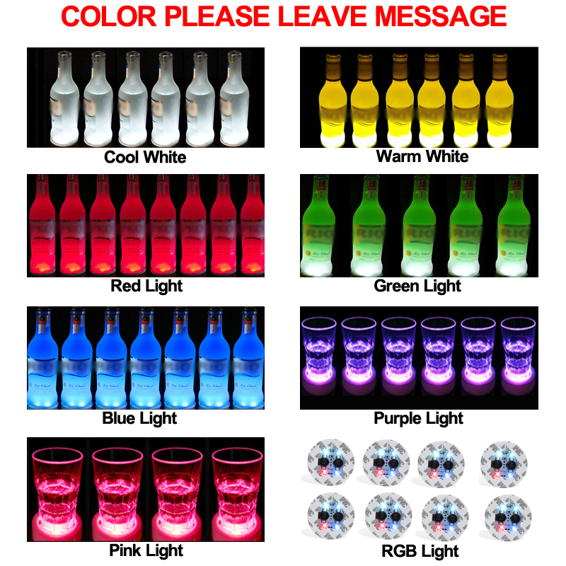 LED Coaster Sticker Lighting LEDs Bottles Lights Cup Holder Light fors Wine Liquor Bottley Bottle Sparklers Champagne Party Bar Colds CRESTECH