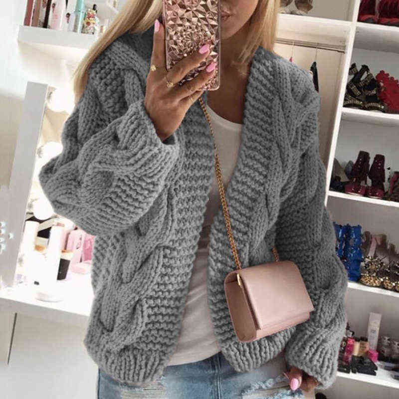 Fitshinling Vintage Twist Cardigan Women Sweater Knitwear Autumn Winter Open Stitch Top Solid Slim Long Sleeve Cardigans 211109