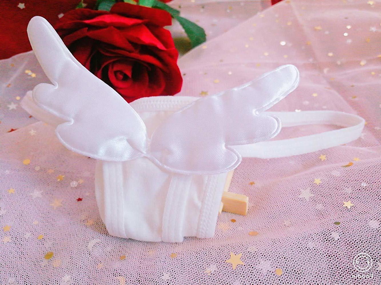 Tomori Femmes Anime Cosplay Panties Cute G-String Strings pour Bikini Lingerie Angel Angel Devil Wings Sous-vêtements Noir Blanc XS S M Girl