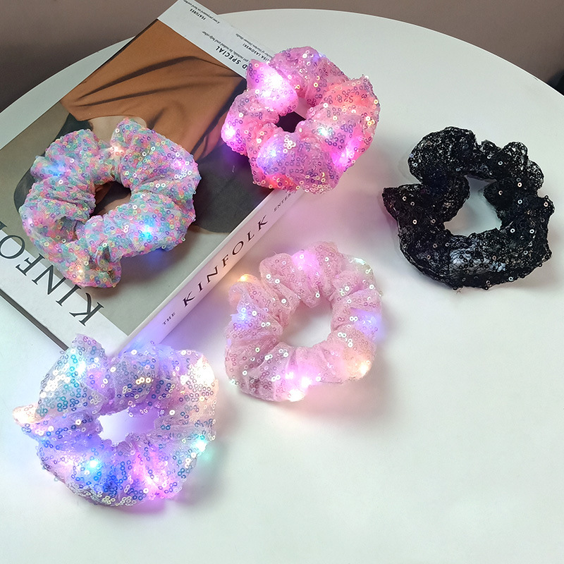 Sequin gauze luminous large intestine hair circle net red personality fashion color hair rope LED flash photography bouncing Di hairs accessories
Sequin gauze luminous large intestine hair circle net red personality fashion color hair rope LED flash photography bouncing Di hairs accessories