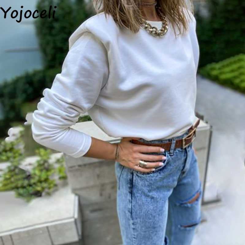 Yojoceli Autumn warm casual women sweatshirt Winter basic fashion tracksuit female Chic elegant short sweatshirts 210609