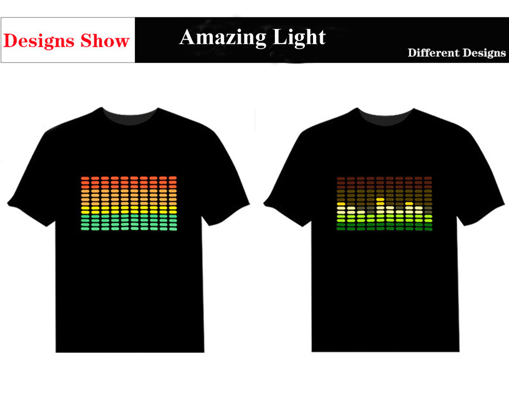 Sound Active Equalizer El T shirt Equalizer Light up down led t shirt Flashing music activated led t-shirt 210329