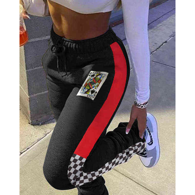Women Fashion Casual Solid Pants Trousers Sports Drawstring Sweat 211115
